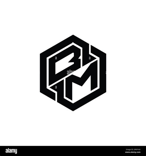 Bm Logo Monogram Gaming With Hexagon Geometric Shape Design Template