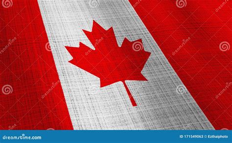 Closeup Of Canada Flag Blowing In The Wind Texture Background With