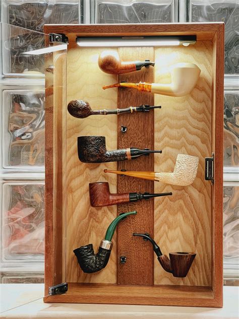 Tobacco Pipes Display Case With Lighting Display Storage Display Of 10 Pipes Handmade Of Solid