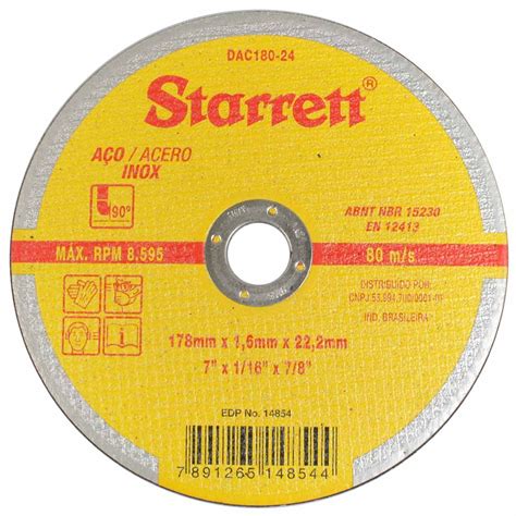 Disco de Corte de 4 1 2 Pol para Aço Inox STARRETT DAC115 14