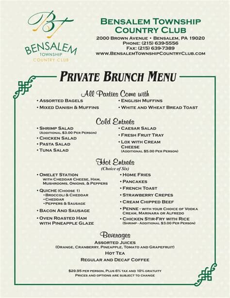 Funeral Luncheon Menu