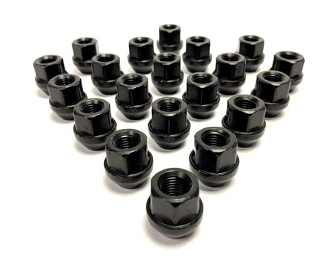 20x M12 X 1 5 19mm Hex Tapered Seat Open Alloy Wheel Nuts Black