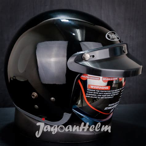 Helm Injak Retro 06 Solid Black Glossy Bogo Classic Lazada Indonesia