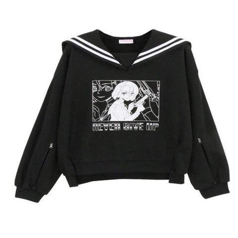 Harajuku Gothic Oversized Hoodie Women Sailor Collar Kawaii In 2022