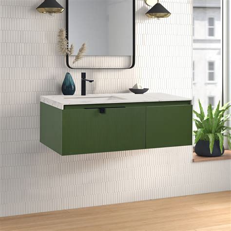 1200mm Floating Green Bathroom Vanity With Ceramic Integral Basin And One