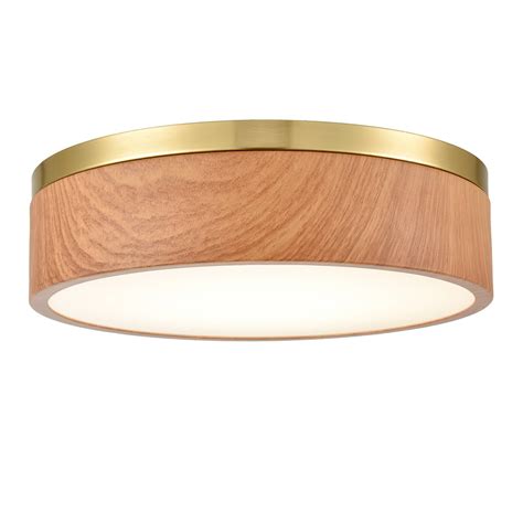 Brass Modern Wood Grain Round LED Ceiling Light Claxy