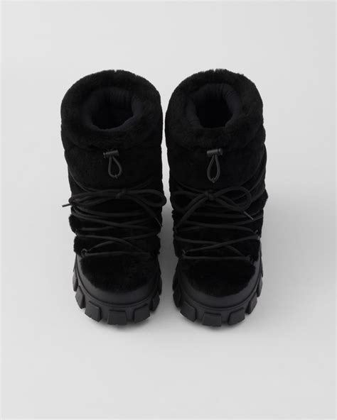 Black Shearling Après Ski Booties PRADA