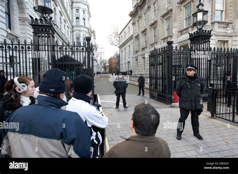 Police Protection And Opened Security Gates Outside Downing Street On