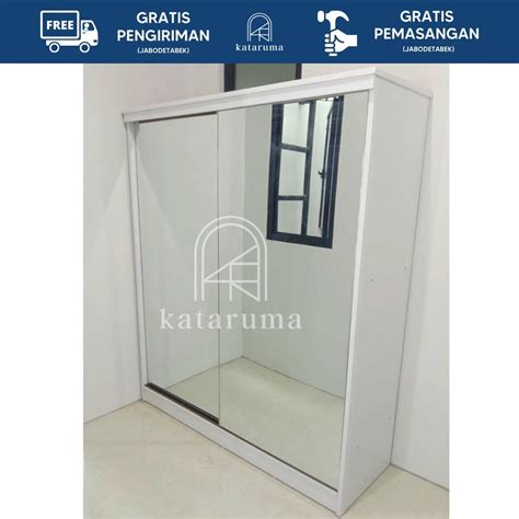 Jual Lemari Sliding Door 2 Pintu Full Cermin Frameless Shopee Indonesia