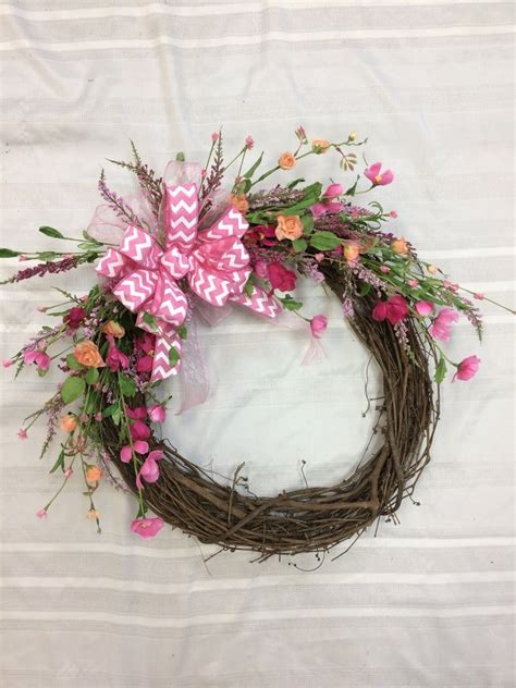 Pink And Peach Floral Spring Wreath Spring Wreaths For Front Etsy