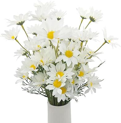 SNAILGARDEN 12 Bunches Artificial Daisy Flowers 60 Heads Marguerite