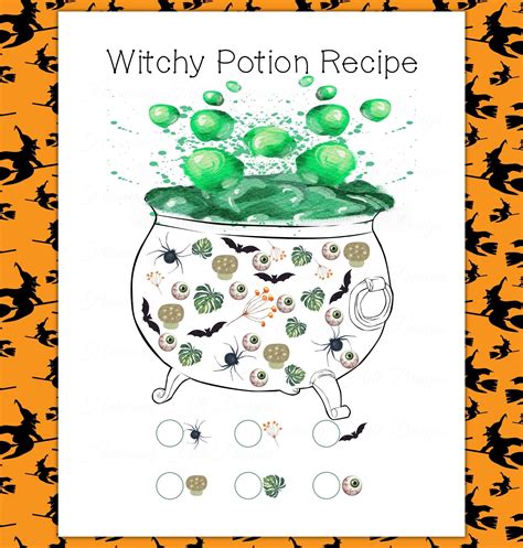 Potion Recipe Printable Halloween Activity Page Classroom Etsy