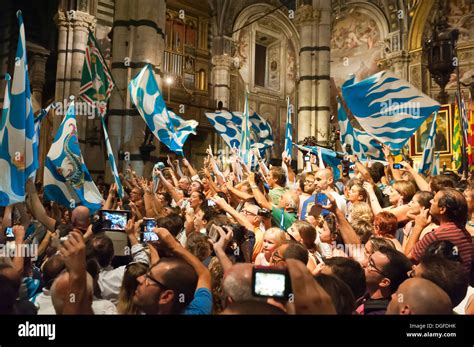 Fans Waving Flags Contrada Capitana Of The Wave Or Capitana Contrada