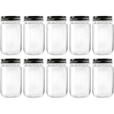 Amazon CSBD 16 Oz Clear Plastic Mason Jars With Ribbed Liner Screw