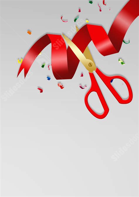 Ribbon Cutting Ceremony With Scissors And Confetti At The Grand Opening ...