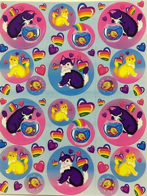 L1 Vintage 80s Lisa Frank Glossy Sticker Sheet Lisa Frank Stickers Lisa Frank Kitten Stickers