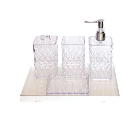 Kit Bandeja Lavabo Decorativa Pia Banheiro Porta Escova Dentes Sabonete