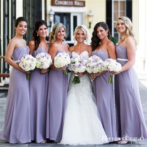 New Arrival Sweetheart Levander Chiffon A Line Long Cheap Bridesmaid