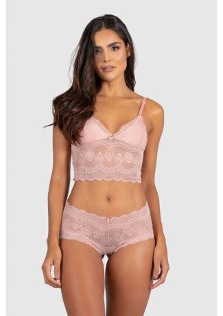 Conjunto Lingerie Esmeralda Rosa Ref P03 17 D Kaisan