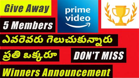 Amazon Prime Accounts Give Away Winners Announcement Prudhvi Kumar