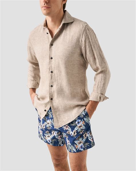 Navy Floral Print Swim Shorts Eton