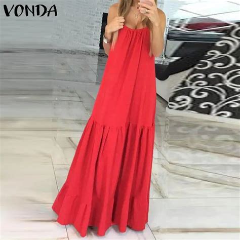 Bohemian Women Maxi Long Dress 2019 Vonda Summer Sexy Sleeveless