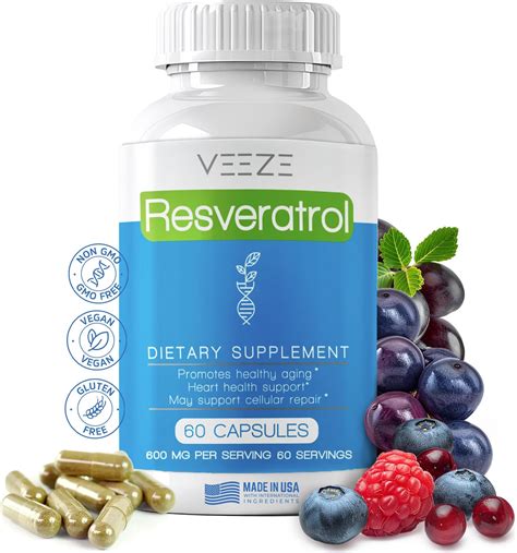 Amazon VEEZE Resveratrol Supplement 600mg 60 Capsules 60