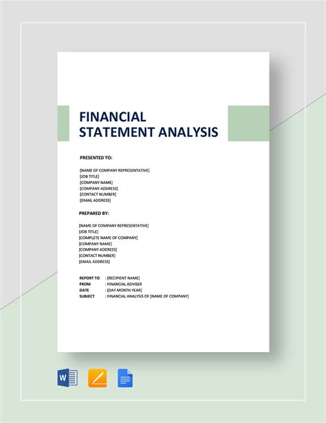 financial statement analysis template google docs word apple pages