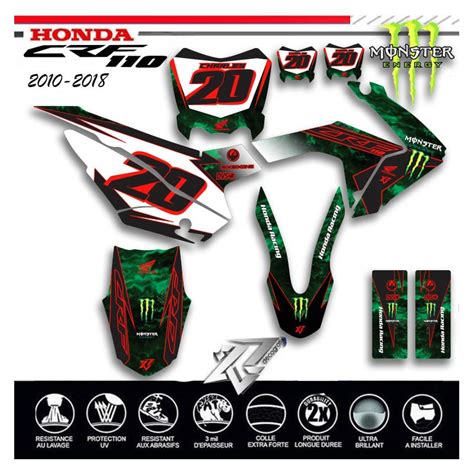 kit déco honda crf 110 perso Monster éneregie par Decografix QUALITE