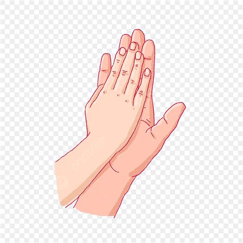 Cartoon Hand Painted Big Hand And Small Hand High Five Png Free ...