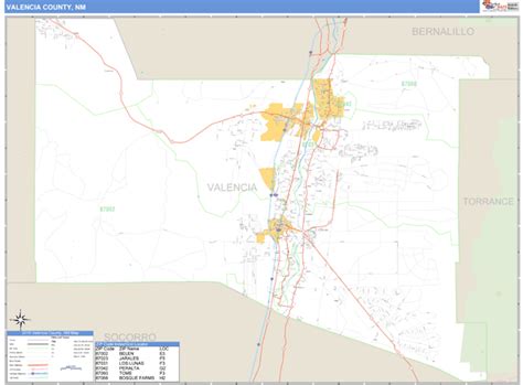 Valencia County, New Mexico Zip Code Wall Map | Maps.com.com