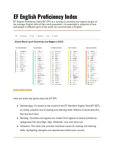 Pdf Ef English Proficiency Index