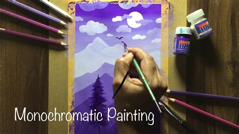 Monochromatic Paintinglandscape Paintingpurple Artscenery Painting