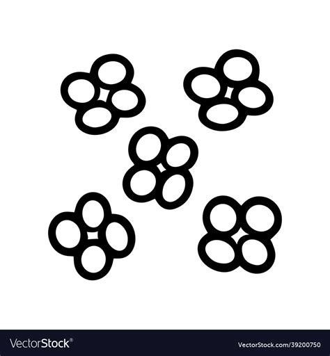 Bacteria Tetracoccus Black Line Doodle Icon Vector Image