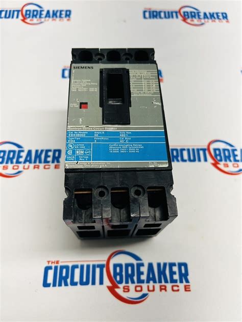 Siemens Ed43b060 60a Sentron Circuit Breaker Type Ed4 480 Vac 3 Pole