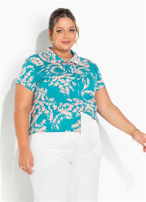 Camisa Tie Dye Com Mangas Curtas Plus Size Marguerite