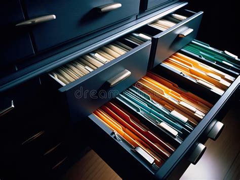 Minimalistic Filing Cabinet with Folders and Storage Stock Illustration ...