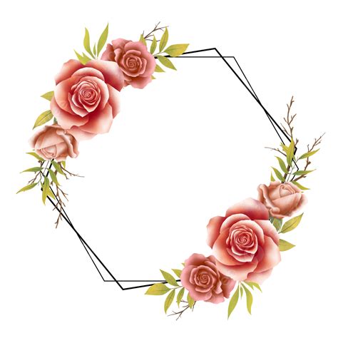 Marco De Bodas De Rosas De Acuarela Hexagonal Png Acuarela Boda