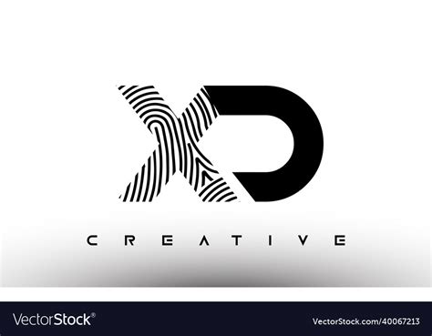 Xd Fingerprint Zebra Letter Logo Design Royalty Free Vector