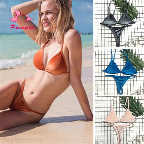 Pacento 2017 Nouveau 8 Couleurs Velours Bikini Brésilien Micro String