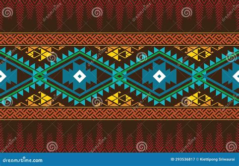 Ikat Geometric Folklore Ornament With Diamonds Tribal Ethnic Vector