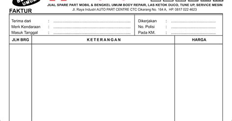 Contoh Nota Bengkel Mobil 54 Koleksi Gambar