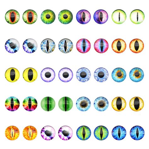 10 Pairs Mix Flat Back Round Animal Eyes Glass Cabochons Doll Toy Eyes