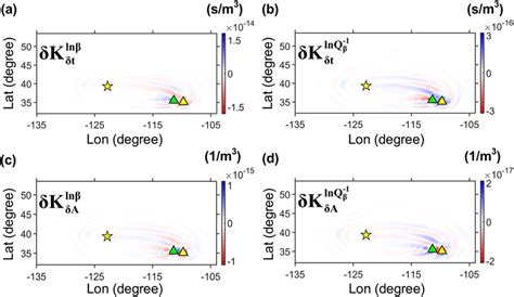 Map Views At Km Depth Of The D Travel Time Differential Kernels