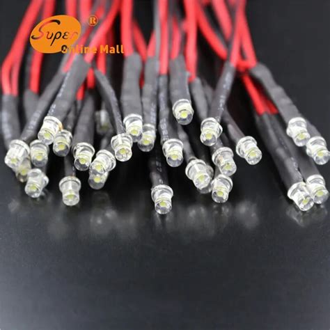 Pcs Led Mm Led Diode V Pre Wired Dc Flat Top Emitting Diodes Wide