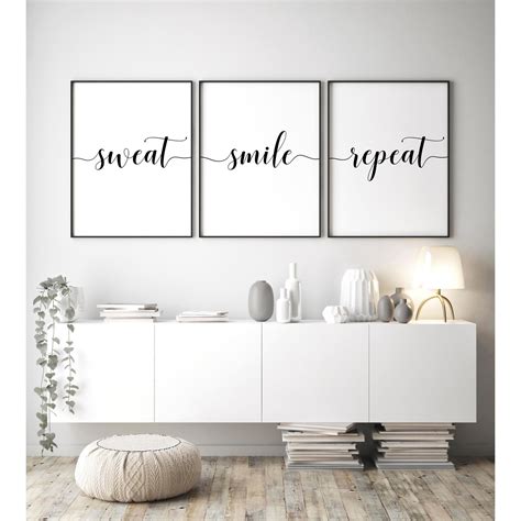 Gym Wall Art Sweat Smile Repeat Home Gym Decor Home Gym Etsy