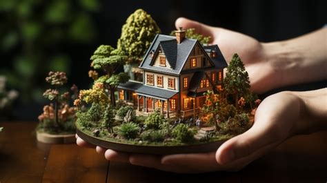 Premium Ai Image Small Toy House In Hands Generative Ai