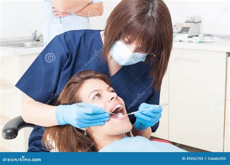 Oral Hygienist At Work Stock Photo Image Of Instrument 49262704