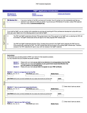 Fillable Online PMP Application Introduction PM Hut Fax Email Print