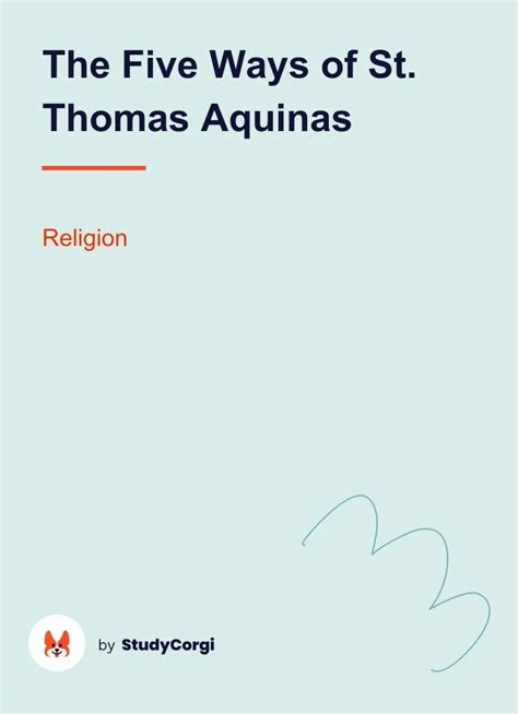 The Five Ways of St. Thomas Aquinas | Free Essay Example